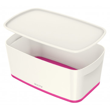 Cutie pentru depozitare, cu capac, mica(A5), alb/roz, LEITZ MyBox