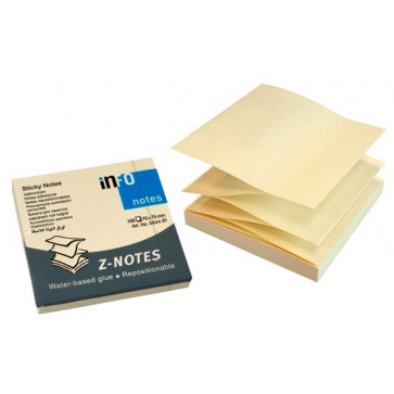 Notes autoadeziv, 75 x 75mm, 100 file/set, galben pastel, INFO NOTES Z-Notes