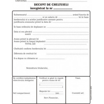 Decont cheltuieli, A5, tipar fata/verso, 100 file/carnet