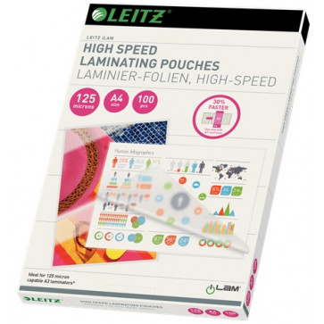 Folie laminare rapida A4, 125 microni, 100 folii/cutie, LEITZ