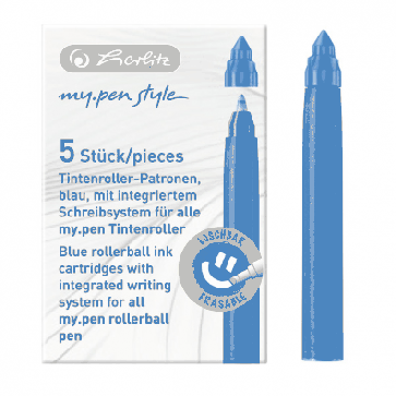 Rezerva roller, albastru, 5 buc/cutie, HERLITZ my.pen