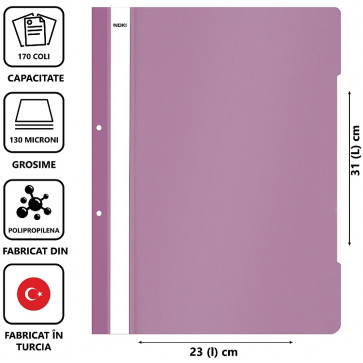 Dosar din plastic, cu sina si perforatii, lila (violet), NOKI_NK482017-1