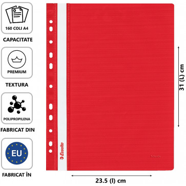 Dosar din plastic, cu sina si multiple perforatii, rosu, ESSELTE Vivida_ES13585-1