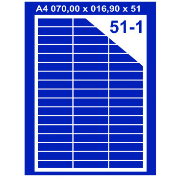 Etichete auroadezive albe, 51/A4, 70 x 16.9mm, 100coli/top, PLUSS
