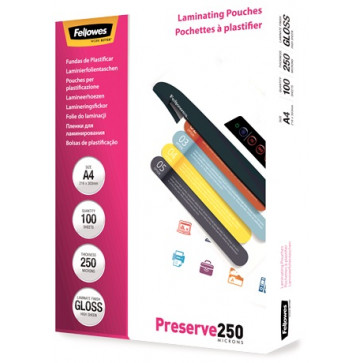 Folie laminare A4, 80 microni, 100 folii/cutie, FELLOWES Preserve