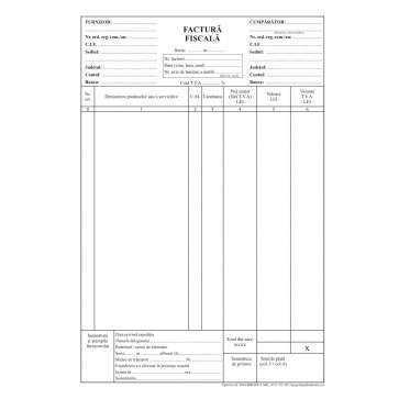 Facturier, A4, tipar fata, autocopiativ, 3ex., 50 set/carnet