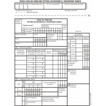 Foaie de parcurs autovehicule marfa, A5, tipar fata/verso, 100 file/carnet