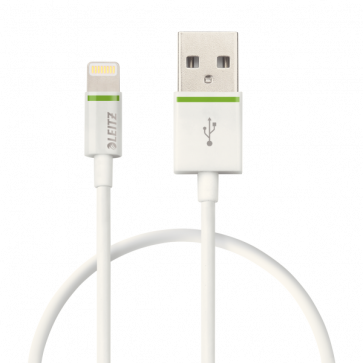Cablu de date - USB, 30 cm, alb, LEITZ Complete Lightning