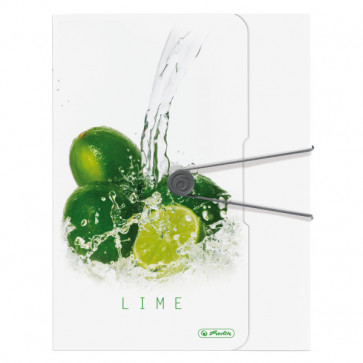 Dosar mapa, A4, 40mm, inchidere cu elastic, HERLITZ Fresh Fruit lime