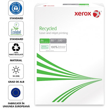 Hartie reciclata A4, 80 g_mp, 500 coli_top, XEROX Recycled_XE3R91165-1