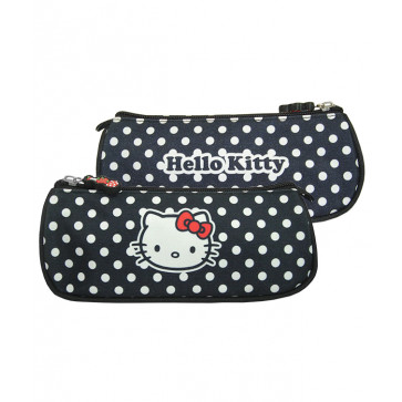 Penar etui triunghiular, negru cu buline, HELLO KITTY