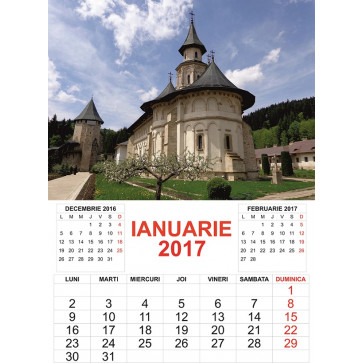 Calendar 2017, cu imagini, 12 file + coperta, 32 x 45cm, MANASTIRI