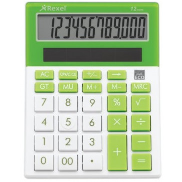 Calculator de birou, 12 digiti, verde, REXEL JOY