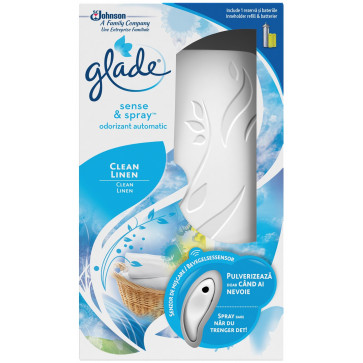 Odorizant camera GLADE Sense & Spray + Rezerva Clean Linen