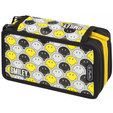 Penar, 3 compartimente, HERLITZ Smiley Black Yellow Faces