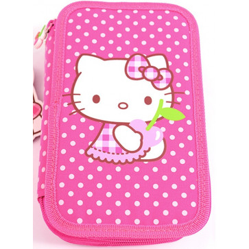 Penar, roz, trei fermoare, HELLO KITTY Buline