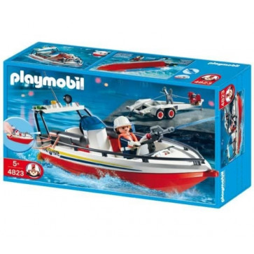 Barca cu remorca a pompierilor, PLAYMOBIL Fire Rescue