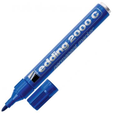 Marker permanent, varf rotund, 1.5-3mm, corp metalic, albastru, EDDING 2000C