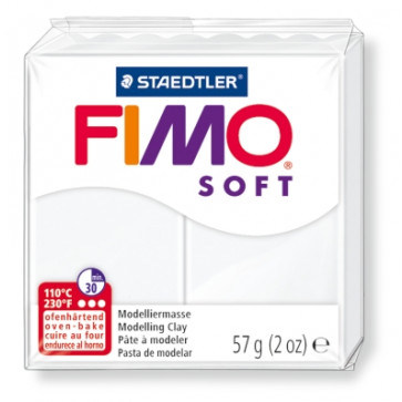 Plastilina pt. modelaj, 56gr, alb (white), STAEDTLER Fimo Soft