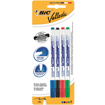 Marker pentru tabla (whiteboard), 1.5mm, 4 culori/set, BIC Velleda 1721