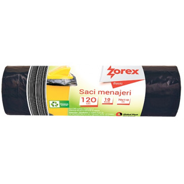 Saci menaj, negru, 10 buc./rola, 120L, ZOREX Basic