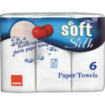 Prosop din hartie, 2 straturi, 6 role/set, SANO Towel Soft Silk