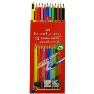 Creioane colorate cu guma, 12 culori/set, FABER CASTELL