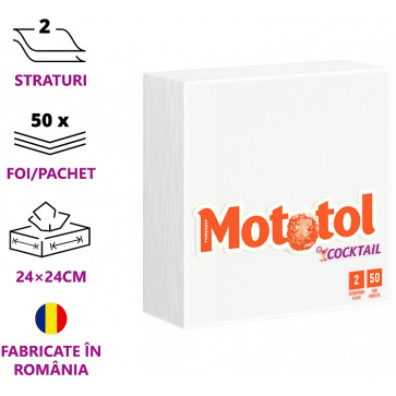 Servetele din hartie in 2 straturi (24cm L x 24cm l), 50 foi_pachet, alb, MOTOTOL_RMMOPF0884.201-1