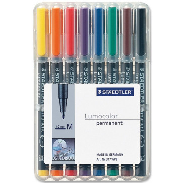 Set marker permanent 0.8-1mm, 8 culori/set, STAEDTLER Lumocolor