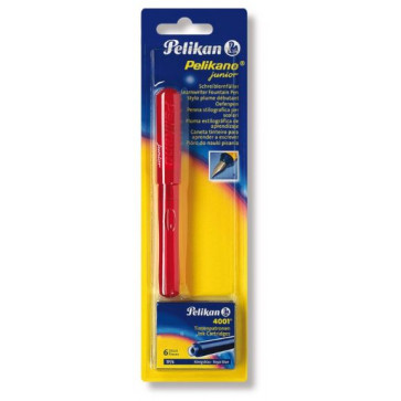 Stilou, pentru dreptaci, penita A, albastrurosu, blister, PELIKAN Junior