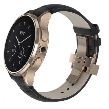 SmartWatch VECTOR Watch Luna, rose gold, curea neagra din piele croco