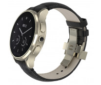 SmartWatch VECTOR Watch Luna, champagne gold, curea neagra din piele croco