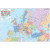 Harta plastifiata, Europa administrativa + harta contur, 160 x 120cm, baghete lemn, STIEFEL
