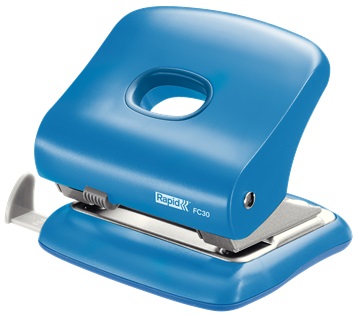 Perforator plastic de birou, pentru maxim 30 coli, albastru deschis, RAPID FC30