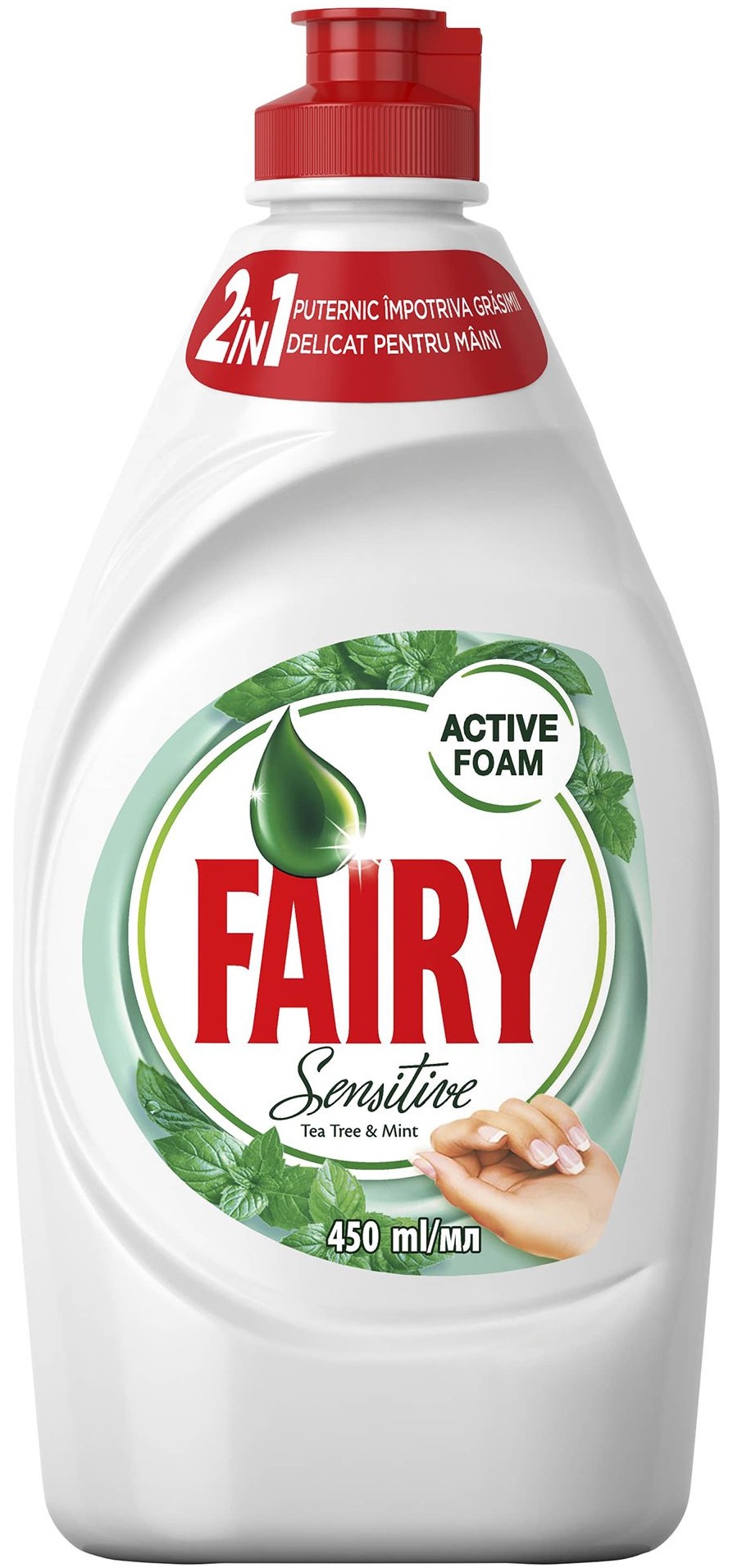 Detergent de vase FAIRY Sensitive Tea Tree and Mint, 450ml