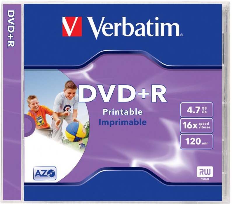 DVD+R, 4.7GB, 16X, carcasa jewel, printabil, VERBATIM Wide Photo Printable - ID Branded