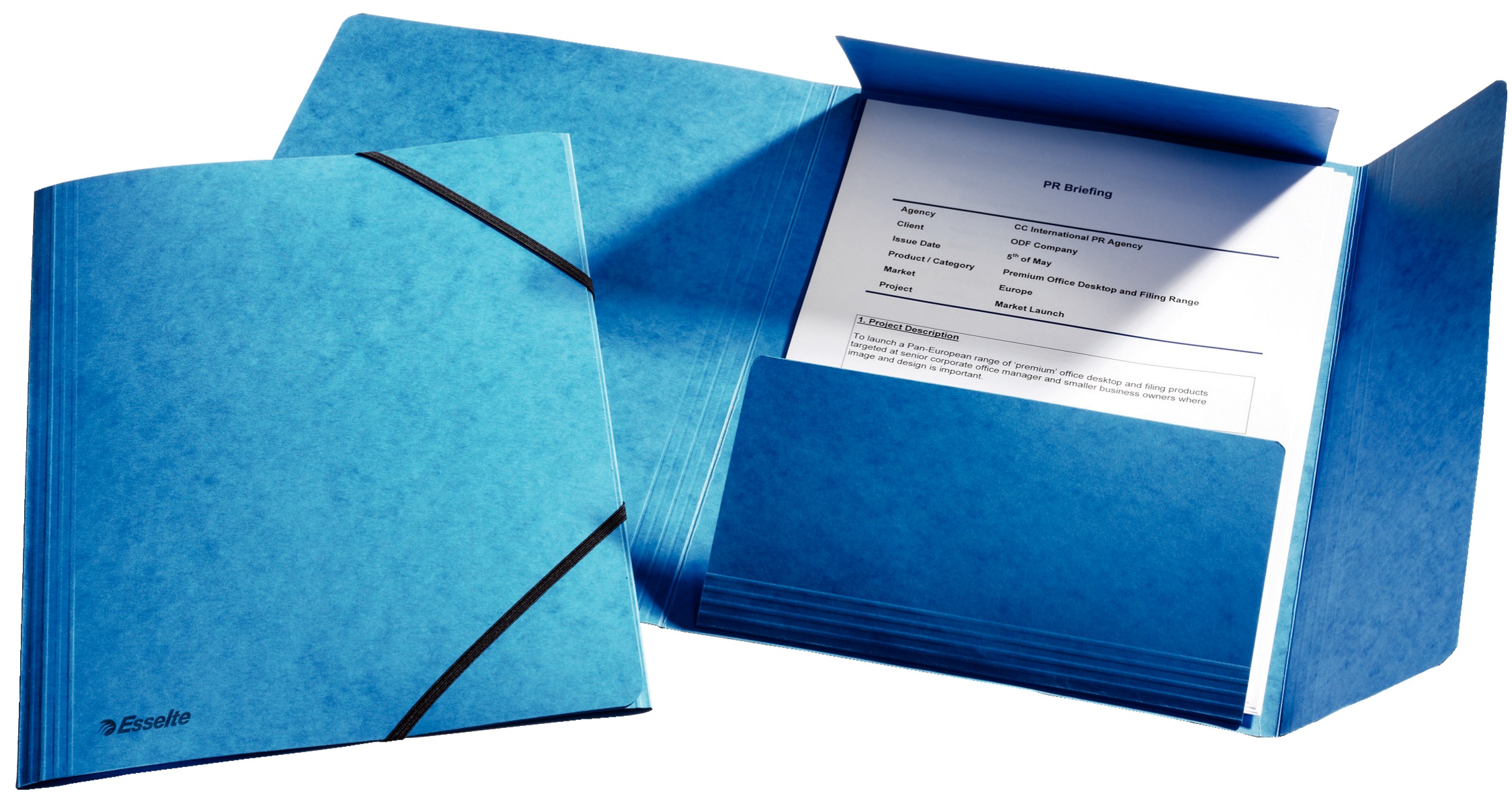 Mapa din carton, A4, cu elastic, albastru, ESSELTE LUX