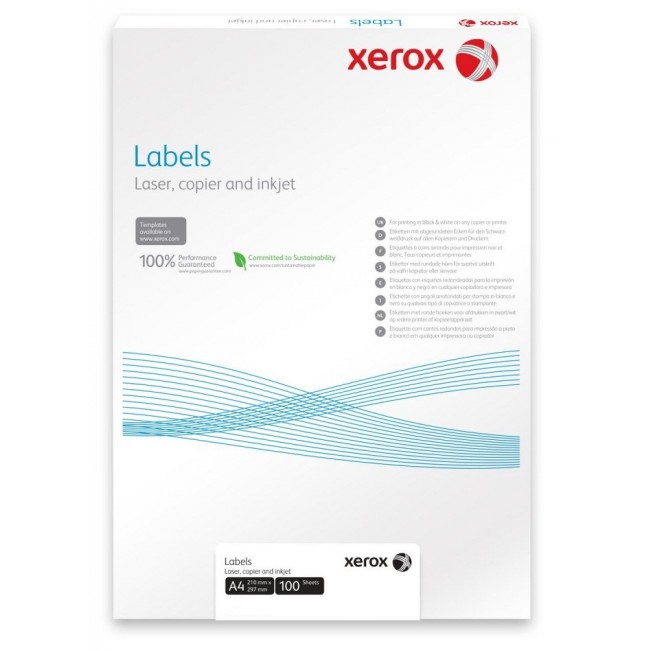 Etichete autoadezive albe, colturi drepte, 36/A4, 70 x 24mm, 100 coli/top, XEROX
