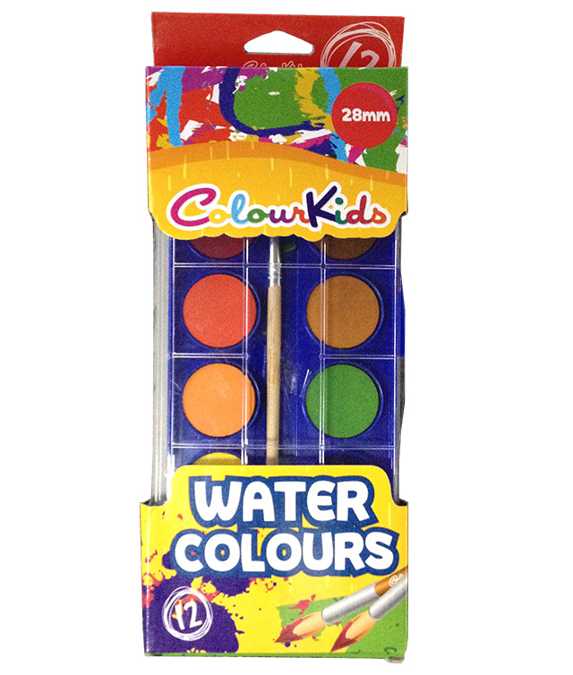 Acuarele semi-uscate pensula 27mm 12 culori/set PIGNA ColourKids