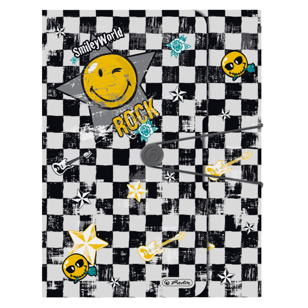 Dosar mapa, A4, inchidere cu elastic, HERLITZ Smiley World Rock