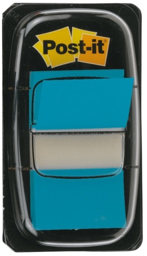 Index autoadeziv, din plastic, 25.4 x 43.7mm, 50 indecsi/set, albastru, POST-IT Classic 680-2