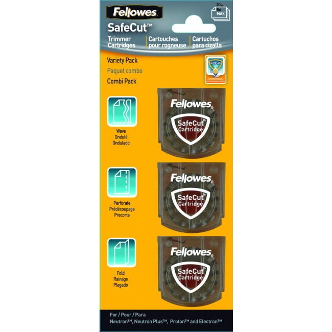 Lame pentru trimmere, 3 tipuri/set, FELLOWES SafeCut Cartridges