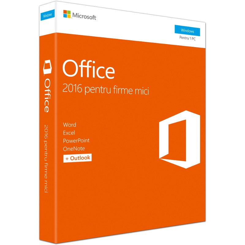 Microsoft Office Home and Business 2016, Windows PC, Engleza EuroZone, Medialess P2