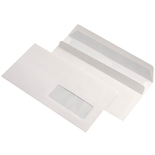 Plic DL (110 x 220mm), siliconic, alb, 80 g/mp, cu fereastra dreapta, 100 bucati/pachet, GPV