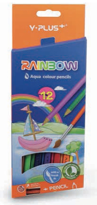 Creioane colorate acuarelabile pensula ascutitoare 12 culori/set PIGNA Rainbow Y-Plus+