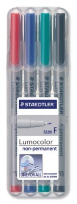 Set marker non-permanent, 0.6mm, 4 culori/set, STAEDTLER Lumocolor
